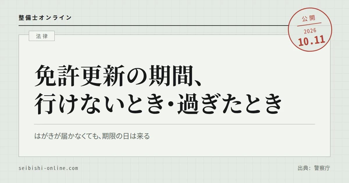 免許更新の期間―はがきが届かないとき、期間内に行けないとき、最終日が土日のとき、過ぎてしまったとき