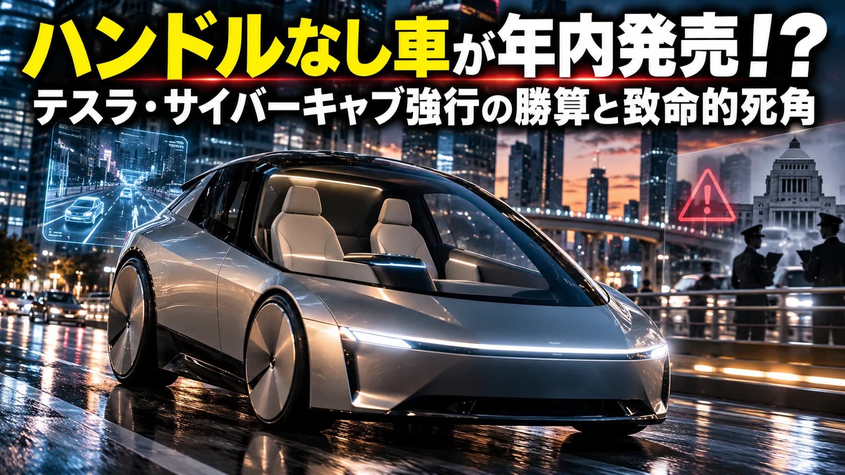 ハンドルなし車が年内発売！？テスラ・サイバーキャブ強行の勝算と致命的死角