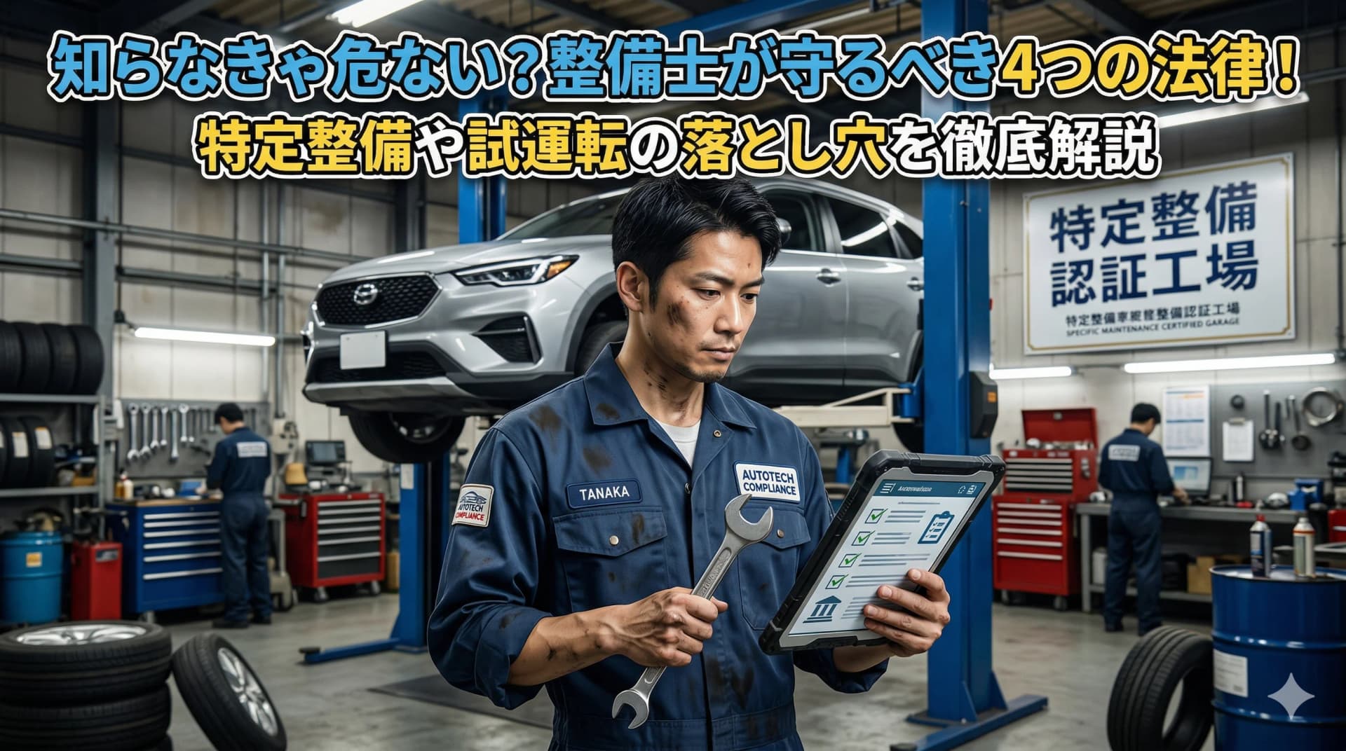 知らなきゃ危ない？整備士が守るべき4つの法律！特定整備や試運転の落とし穴を徹底解説