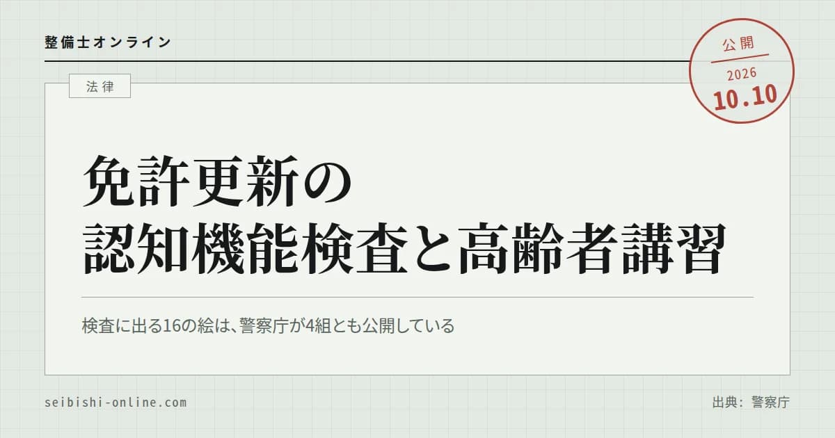 免許更新の認知機能検査と高齢者講習―年齢ごとに受けるもの、検査に出る絵、予約の取り方