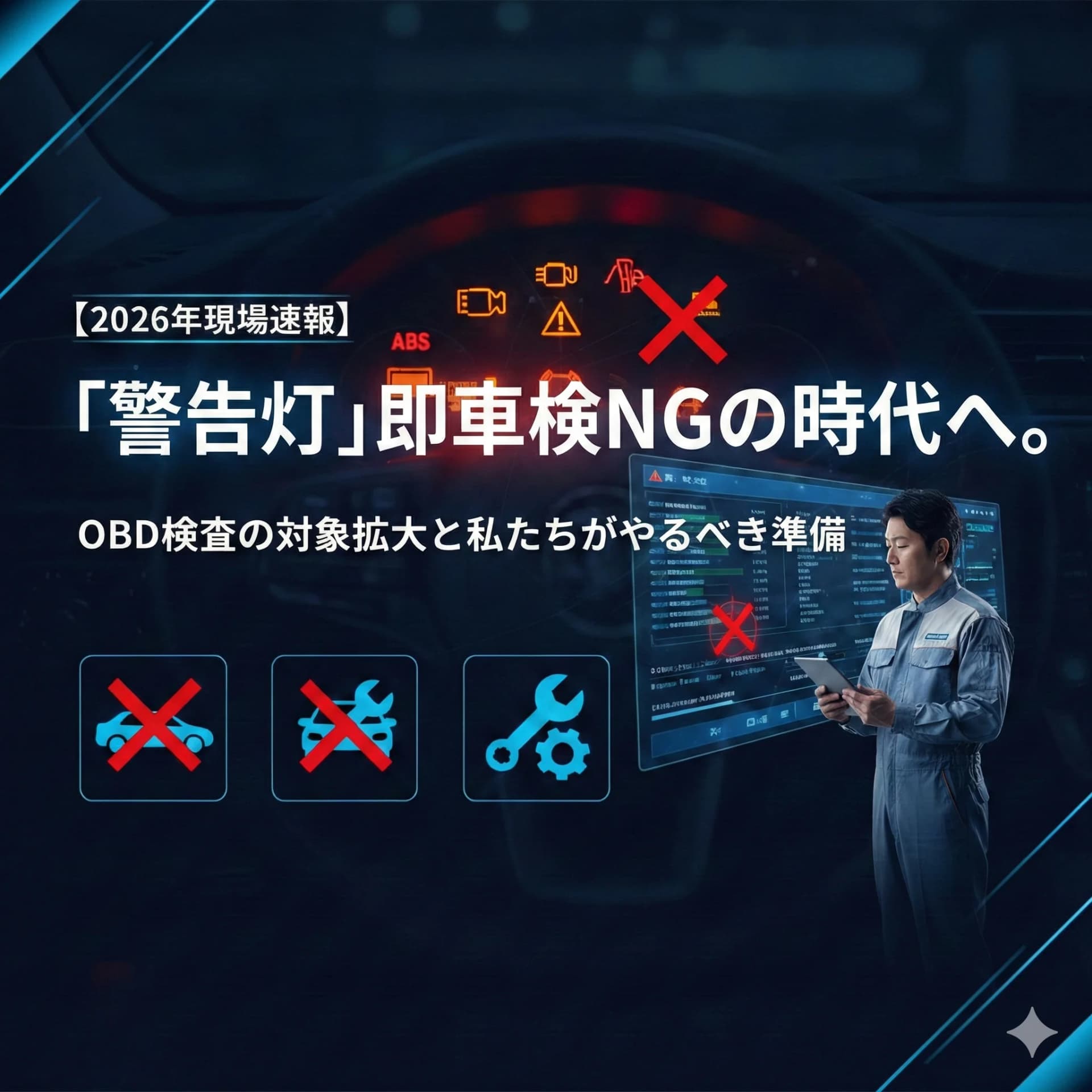 【2026年現場速報】「警告灯」即車検NGの時代へ。OBD検査の対象拡大と私たちがやるべき準備