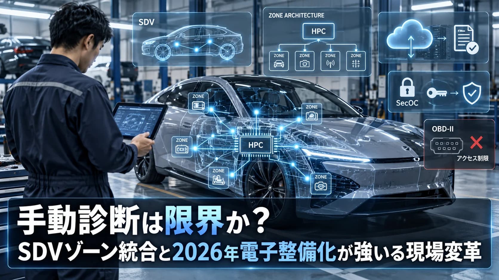 手動診断は限界か？SDVゾーン統合と2026年電子整備化が強いる現場変革