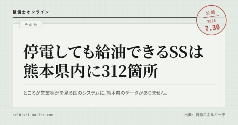 停電しても給油できる「住民拠点SS」は熊本県内に312箇所