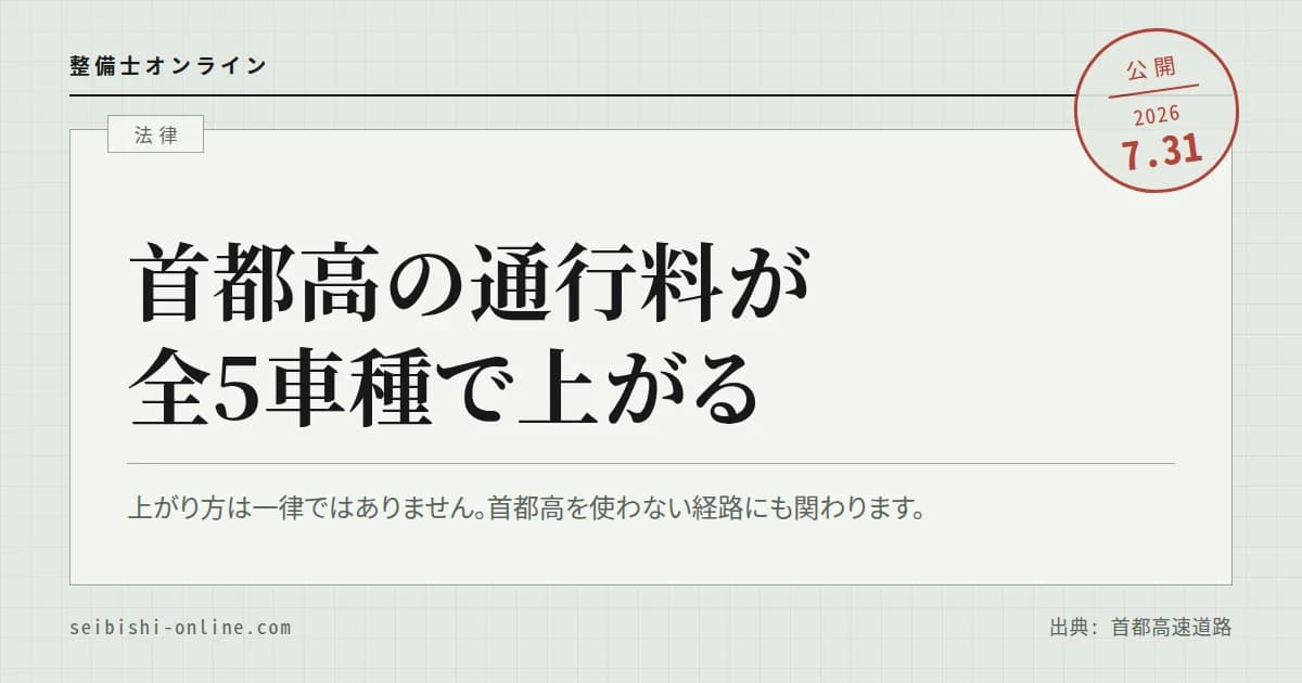 首都高の通行料が10月から上がる