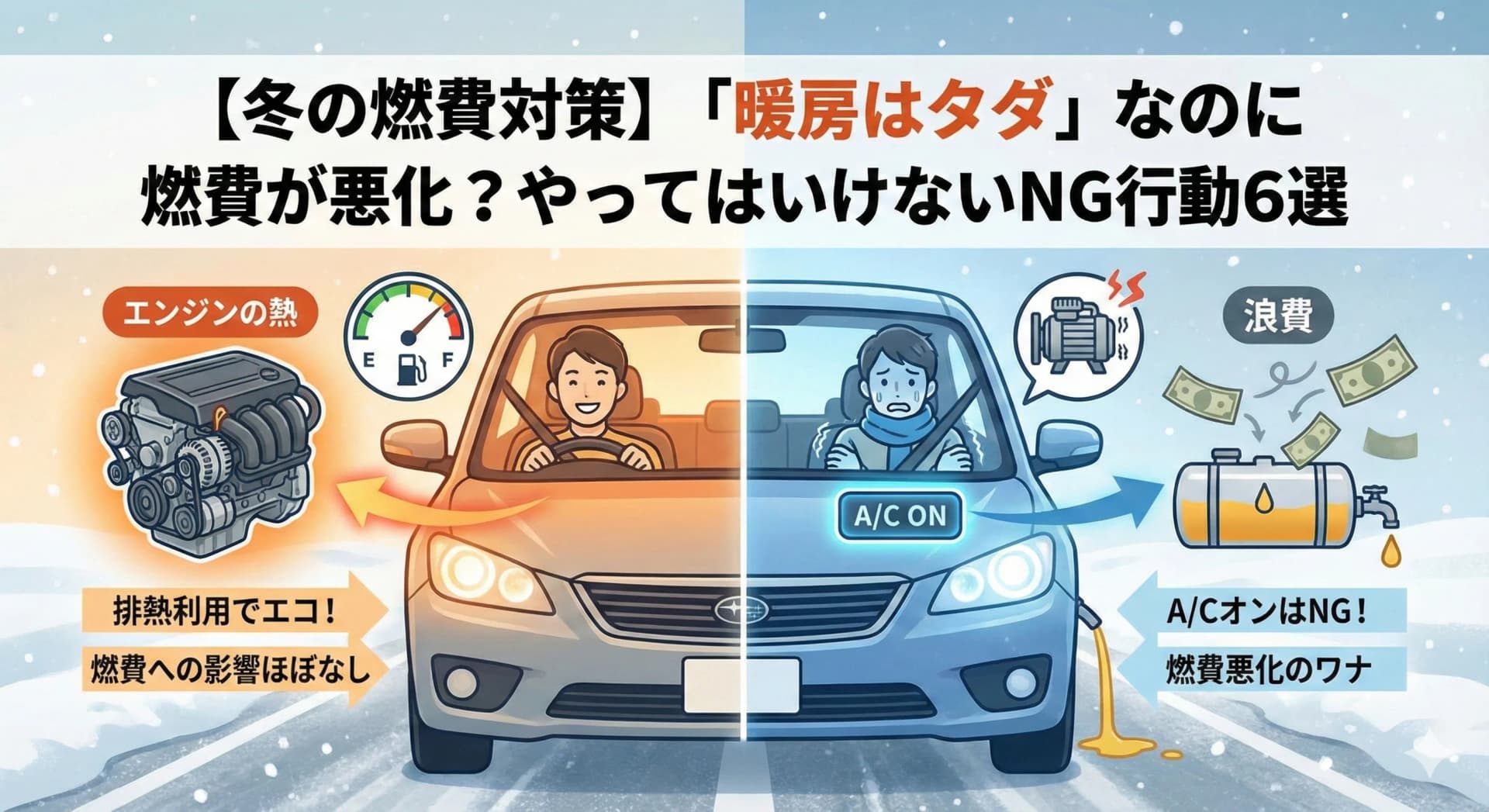 【冬の燃費対策】「暖房はタダ」なのに燃費が悪化?やってはいけないNG行動6選