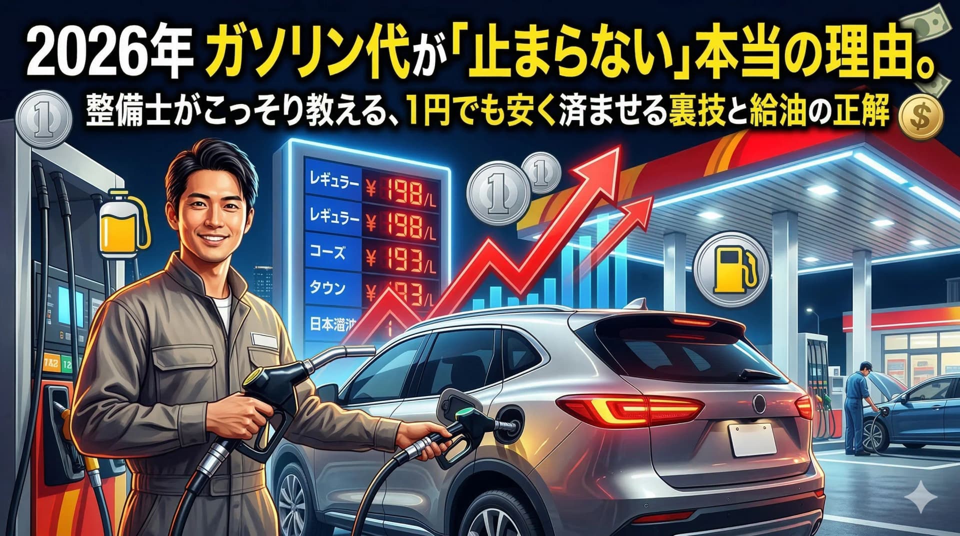 2026年、ガソリン代が「止まらない」本当の理由。整備士がこっそり教える、1円でも安く済ませる裏技と給油の正解