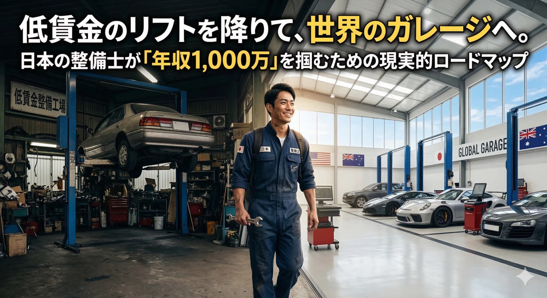 低賃金のリフトを降りて、世界のガレージへ。日本の整備士が「年収1,000万」を掴むための現実的ロードマップ