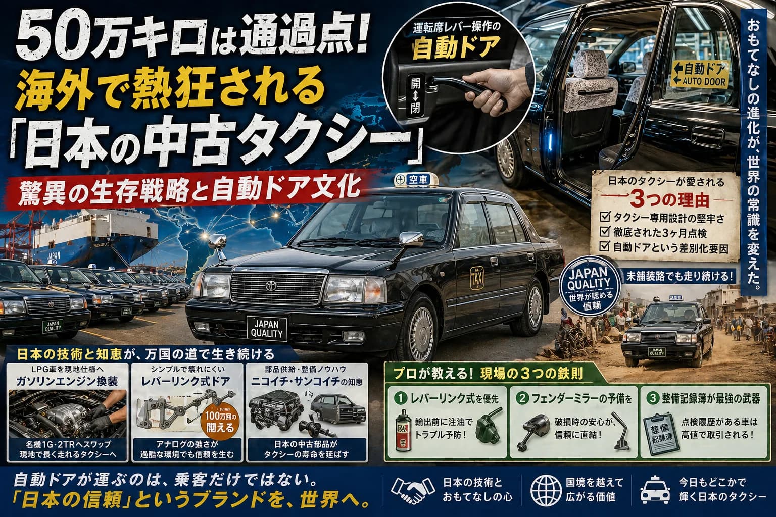 50万キロは通過点!海外で熱狂される「日本の中古タクシー」驚異の生存戦略と自動ドア文化