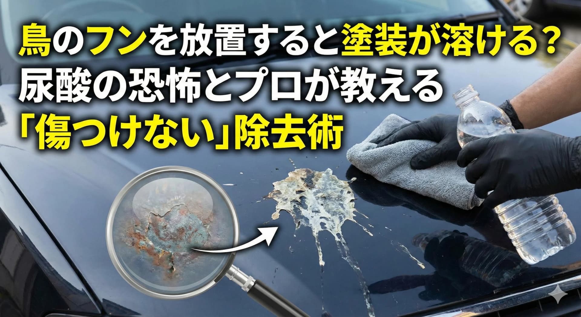 鳥のフン放置は危険!塗装を溶かす尿酸の正体とプロ直伝の「お湯」除去術