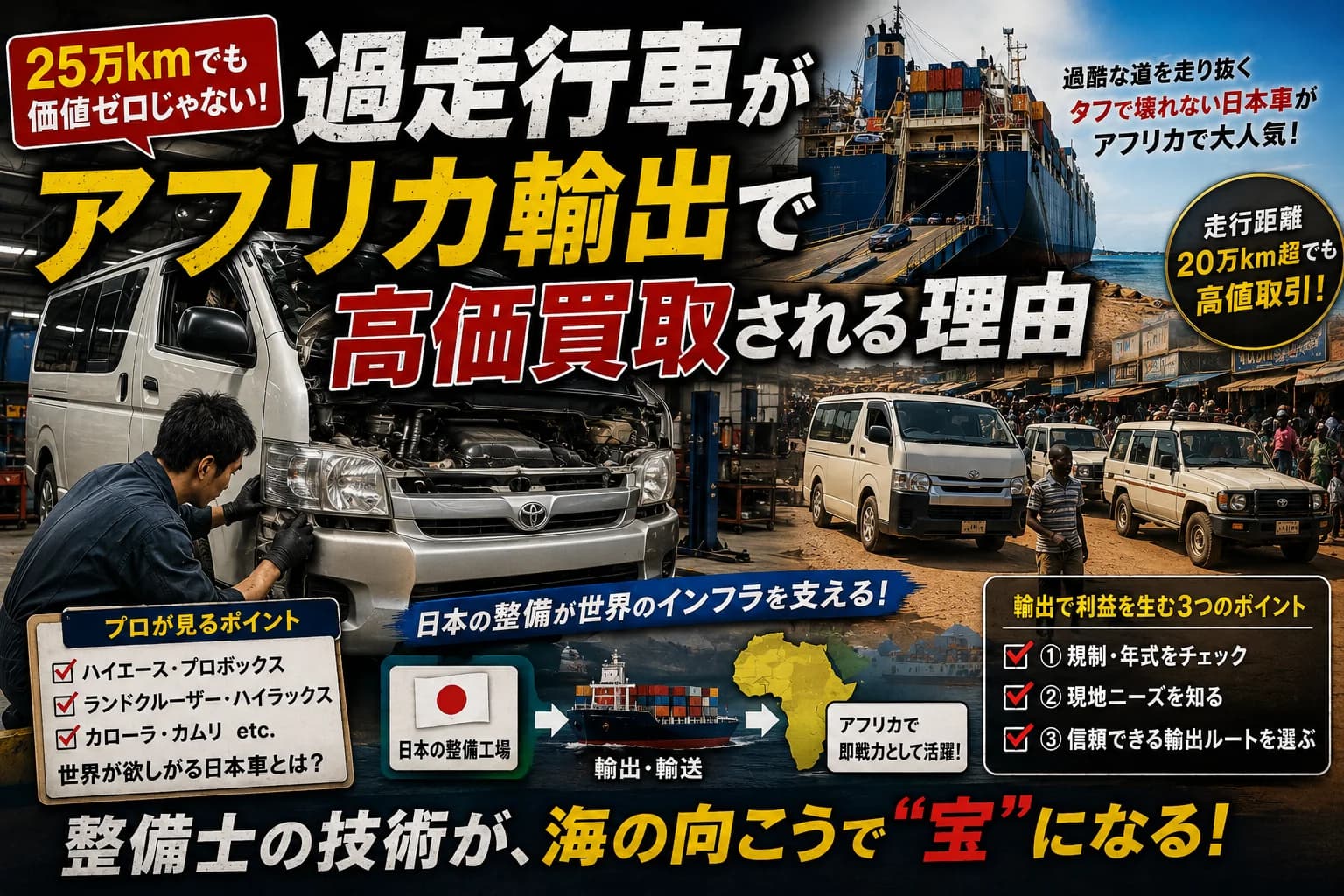 過走行車がアフリカ輸出で高価買取される理由