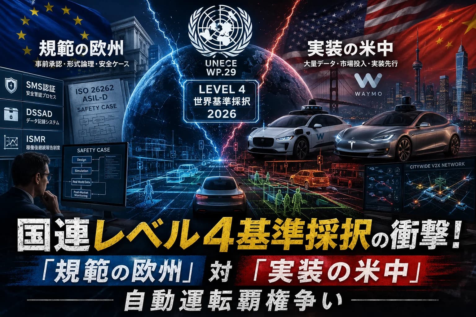 国連レベル4基準採択の衝撃!「規範の欧州」対「実装の米中」自動運転覇権争い
